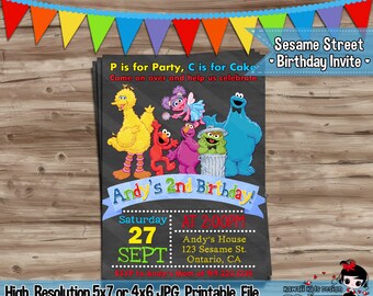 Sesame Street Invitation Sesame Street Birthday Invite Sesame Street Invitation Sesame Street Elmo Invitation Digital Printable, JPG File