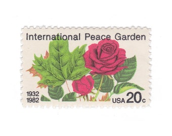 1982 20c International Peace Garden - 10 Unused Vintage Postage Stamps - Item No. 2014