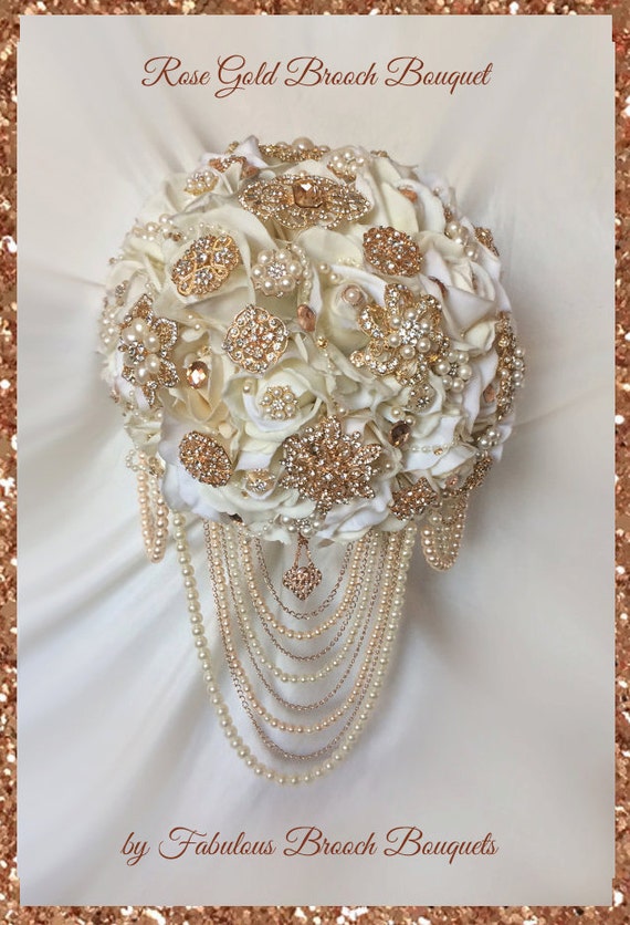 Rose Gold Brooch Bouquet Brooch Bouquet Rose Gold Cascading