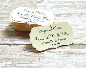 Mini Hugs and Kisses from the Mr. and Mrs Tags, Wedding tags, Kisses from the Mrs, Future Mr and Mrs, Mini wedding tag, bridal shower (070)