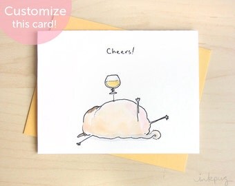 Cheers congratulations card - funny birthday card, funny congrats card, funny card for retirement, drunk pug card, greeting card by Inkpug