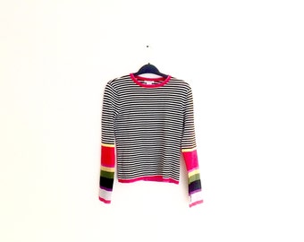 Striped Long Sleeve Tee // Playful Vintage Tee // 70's striped long sleeve