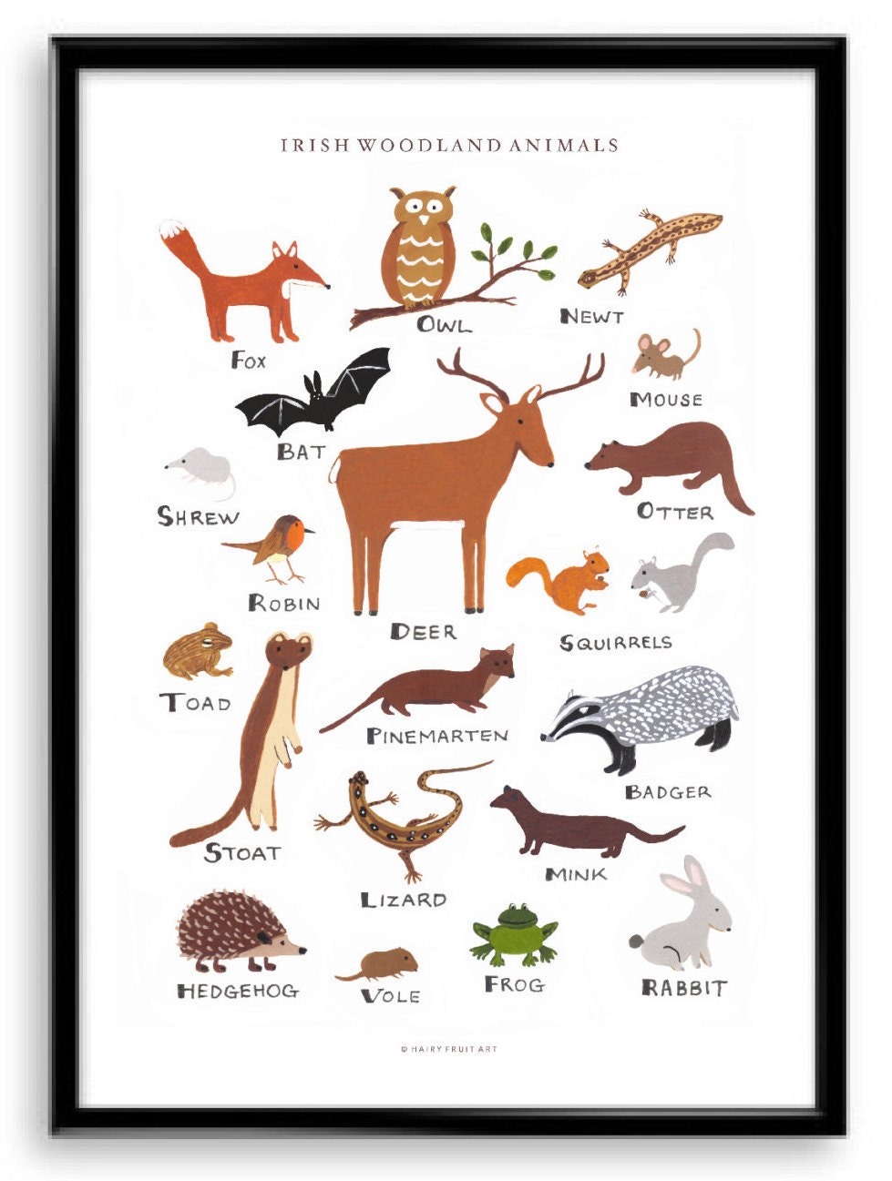 Irish Woodland Animals Print