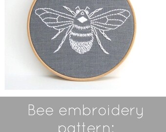 PDF embroidery pattern, bumblebee download, hand embroidery pattern, DIY needlecraft, bee embroidery pattern, bumblebee pattern, DIY bee