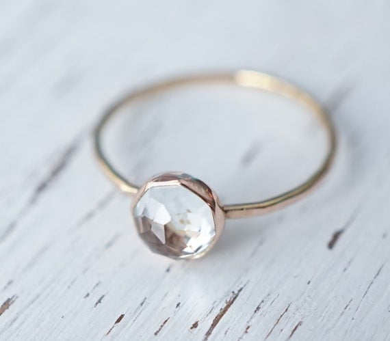 Rose-cut White Topaz Ring