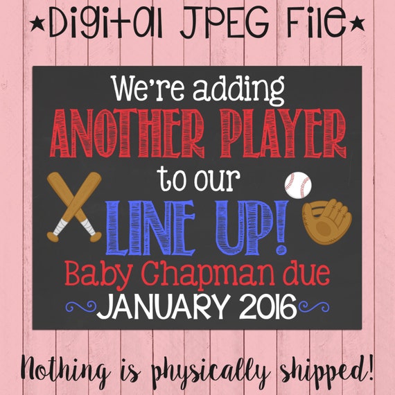 Sports Theme Pregnancy Announcement by PersonalizedChalk on Etsy