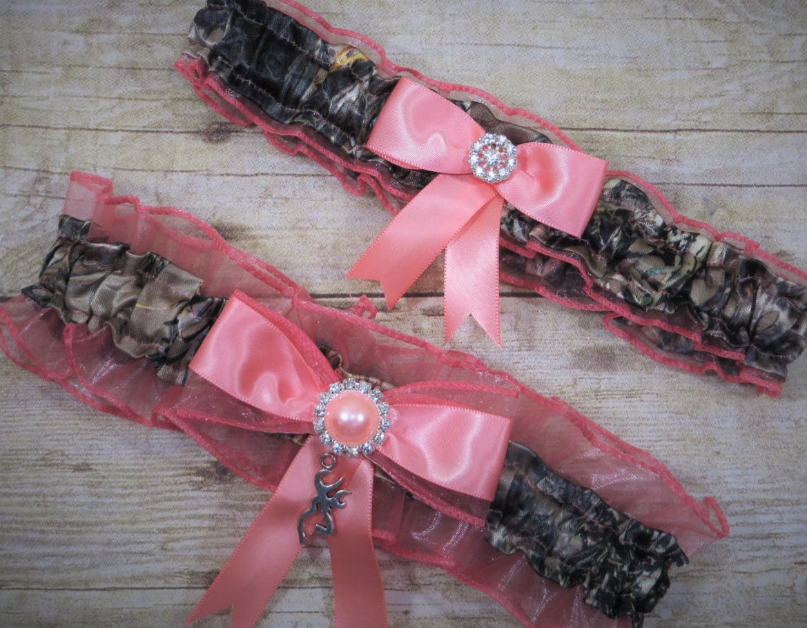 Mossy Oak Garter Set Camo Garter Set Coral Bridal Garter