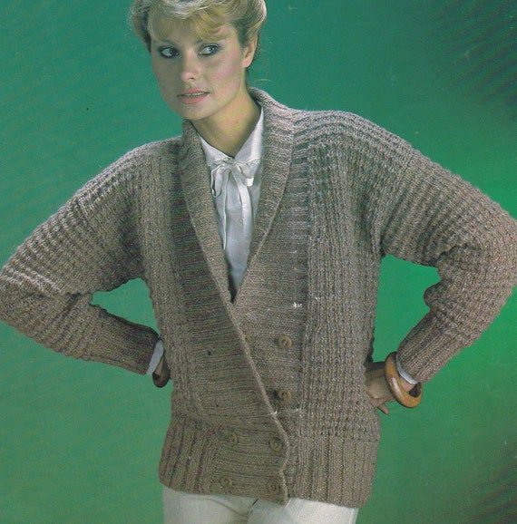 PDF aran cardigan vintage knitting pattern jacket lady's