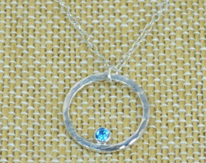 Sterling Silver Blue Zircon Necklace, Mothers Necklace, Mom Necklace, December Birthstone Necklace, Blue Zircon Necklace, Mother's Necklace