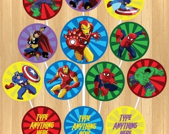 INSTANT DOWNLOAD - EDITABLE Avengers Cupcake Topper