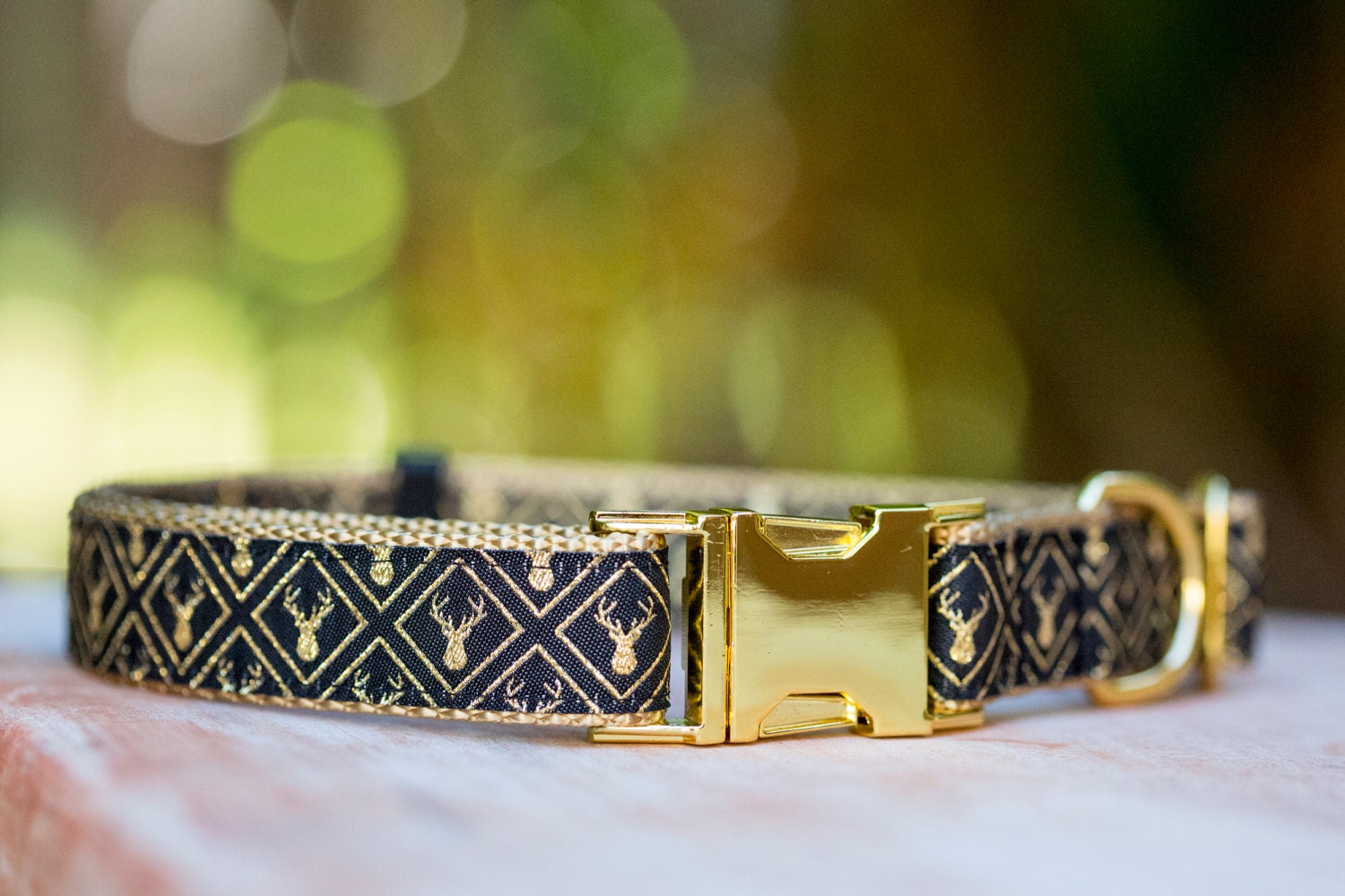 Golden Moose Dog Collar / Gold Deer Dog Collar / Dog Collars