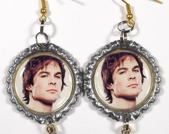 Ian Somerhalder Earrings - 1 Pair - With Double Star Charms Vampire Diaries Damon