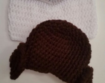 Crochet Princess Leia Hat and Diaper Cover, Starwars Inspired Baby Girl Halloween Costume