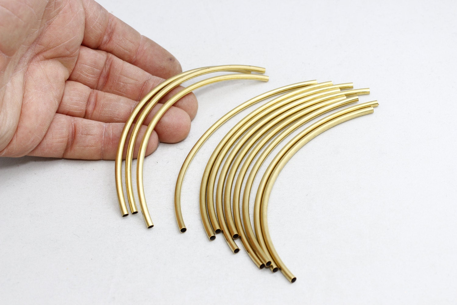 Raw Brass 3x110mm Curved Tubes Curved Tubes Oval Tubes