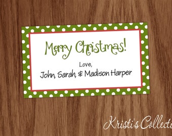 Personalized Christmas Gift Tags Inserts Enclosure Cards Stickers, Family Holiday Calling Cards, Christmas Gift Stickers