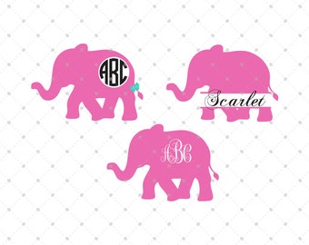 Elephant SVG Cut Files, Elephant SVG, cut files for Silhouette, cut files for Cricut, svg files, Monogram frames svg, Circle monogram
