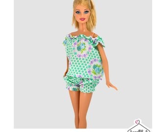 Barbie Babydoll Set- Handmade Barbie Clothes by Lovemade- Fashion Doll Clothes-Dolls Sleepwear