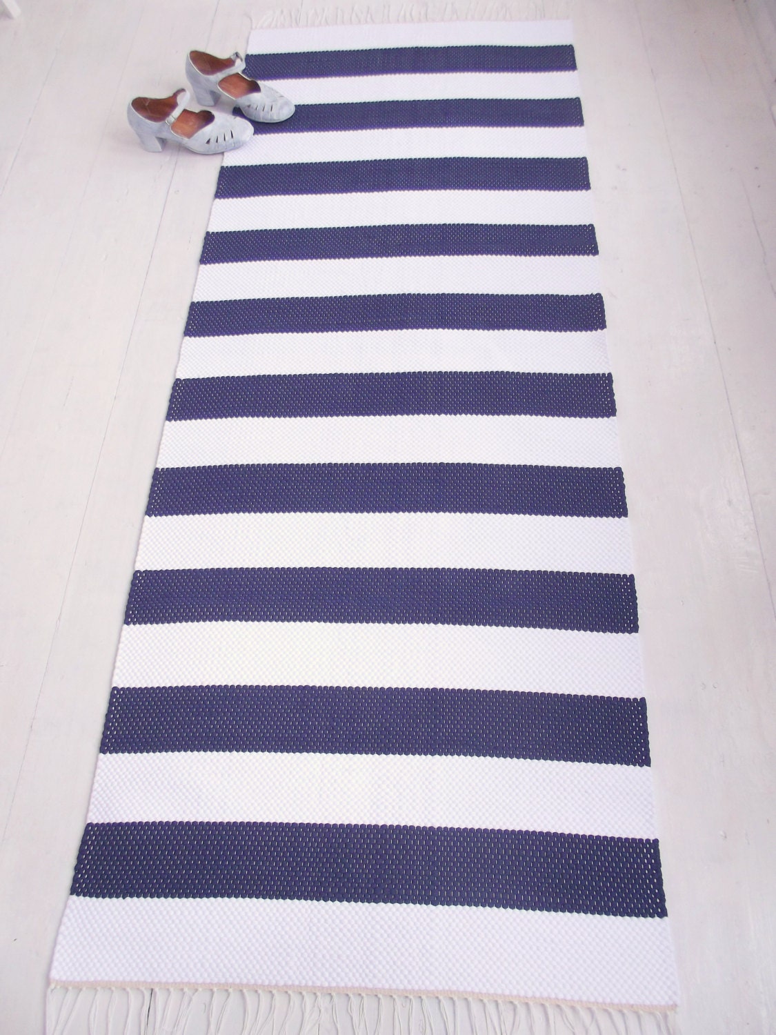 White and navy floor runner nautical runner rug white by leedas
