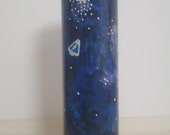 Hand Painted Galaxy Design Candle with Major Tom Space Capsule.