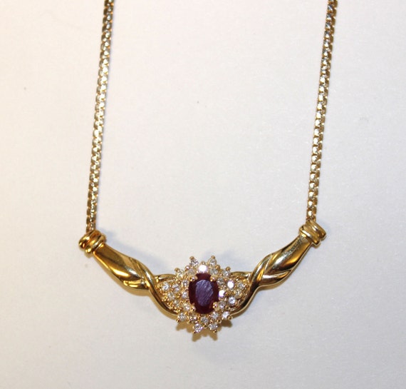 Ruby, 1.00ct Custom Made Necklace, .56tcw Diamonds 14k gold