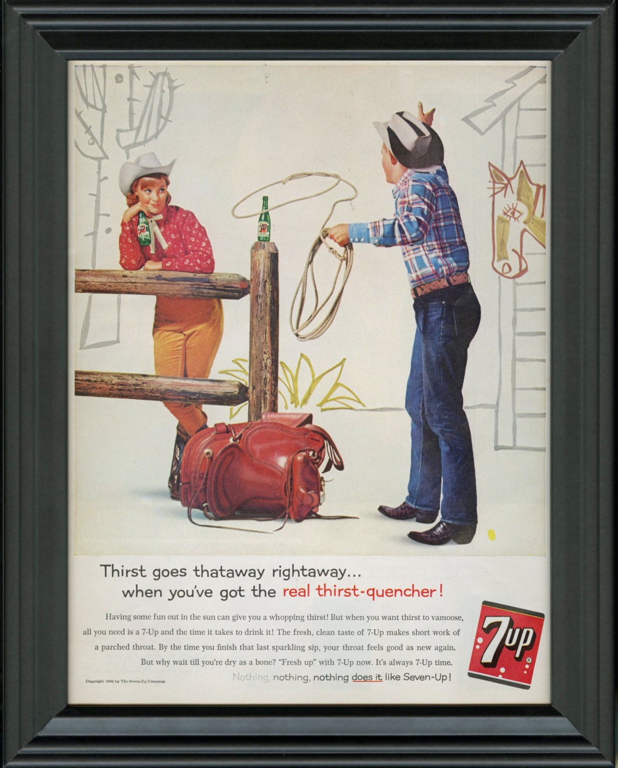 1960 Seven Up 7Up Ad 1960s Framed 7 Up Print Advertisement