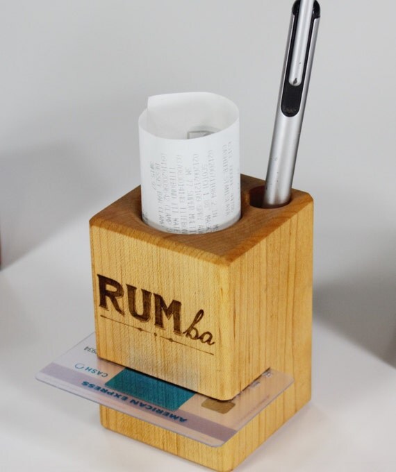 Original wood block check presenter with logo by