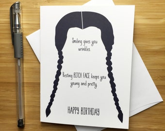 Wednesday Addams Birthday Card, Addams Family, Happy Birthday Card, Funny Birthday Card, Adams Family, Best Friend Birthday Card, Greetings