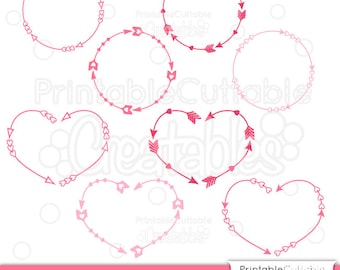 Valentine's Monogram Arrow Frames SVG Cut File & Clipart Set - Includes Limited Commercial Use! + FREE Love Arrows SVG Set!