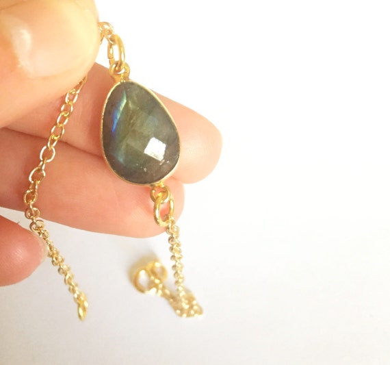 Items similar to Gold Plated Faceted Labradorite Stone Bracelet Labradorite Bracelet on Etsy