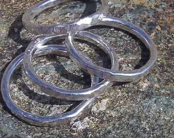 Silver Stacking Rings, Sterling Silver rings, Hammered ring, Handmade Silver stacking ring, Gift for her, Birthday gift or Bridesmaid gift.