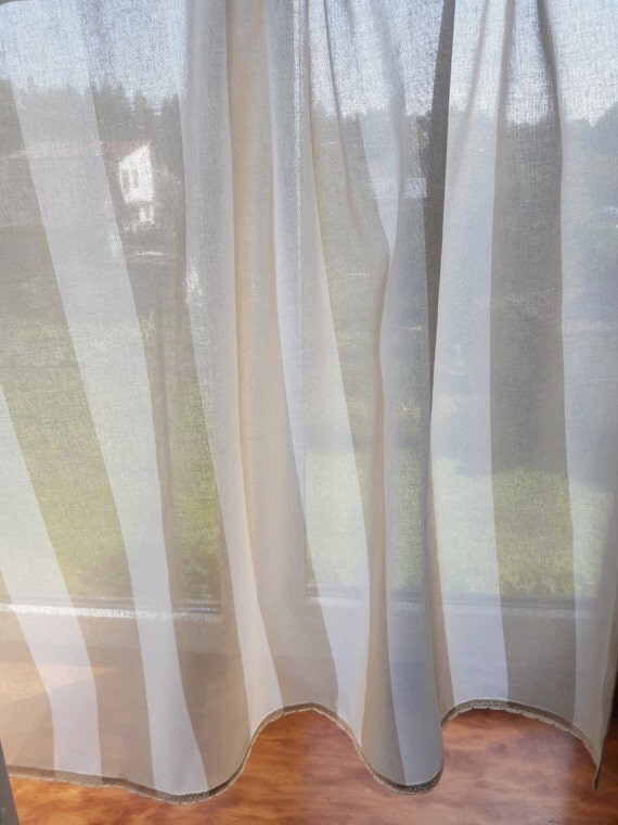 Linen gauze curtains Striped windows curtains by ActLikeACharm