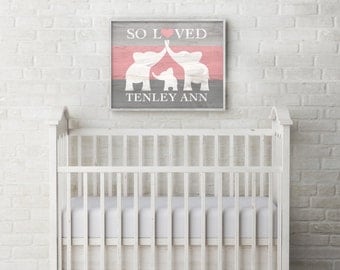 Elephant Nursery Decor, Custom Baby Name Wall Art, Elephant Baby Shower Gift, Nursery Name Sign Personalized Baby Girl Nursery DIGITAL PRINT