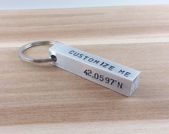 Aluminum Bar Keychain Personalized Keychain Metal Keychain Custom Keychain Men Aluminum Keychain Hand Stamped Keychain for Him Key chain