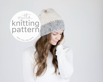 Knitting Pattern / Two-Tone Slouchy Knit Hat / THE FRONTIER Hat