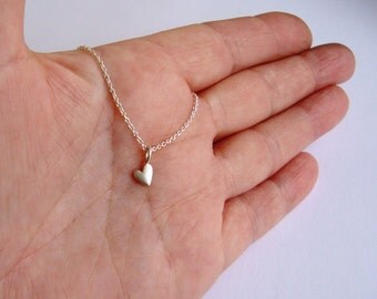 Extra Tiny Heart Necklace Gold Heart Pendant 14k solid Gold Necklace Gift for Her Anniversary present birthday wedding minimal necklace