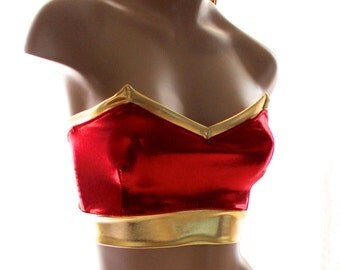 Sugarpuss Wonder Woman BUSTIER Top, Velcro Back Closure, Wonder Woman Top, Cosplay
