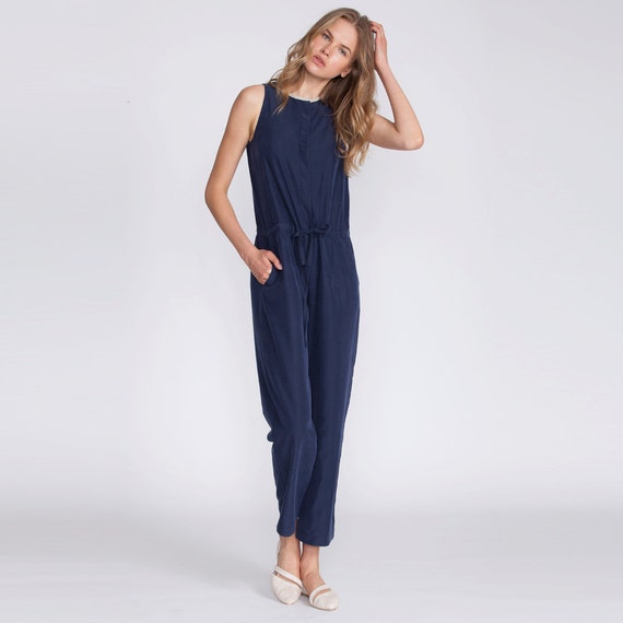 Jumpsuit blue overall fitted overall tailored jumpsuit