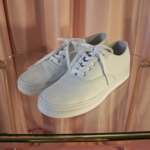Pure White Leather Platform Keds Sneakers Skippies 90's