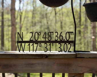 Steel GPS Coordinate Latitude Longitude Metal Sign – Custom Made Metal Sign - Wedding Gift – Housewarming Gift