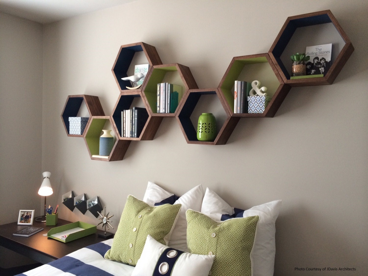 Hexagon Floating Shelves Shelf Home Decor Wood