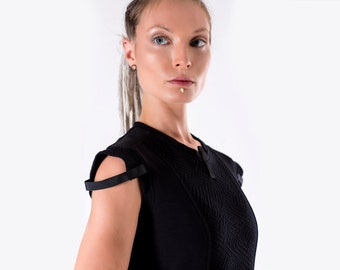 SALE! 15% OFF Black military vest industrial shirt avant garde - GT woman Q5