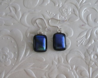 Fused Dichroic Earrings - Dichroic Earrings - Glass Jewelry - Measures - 0.25" x 7/8" or 1mm x 1.5mm.
