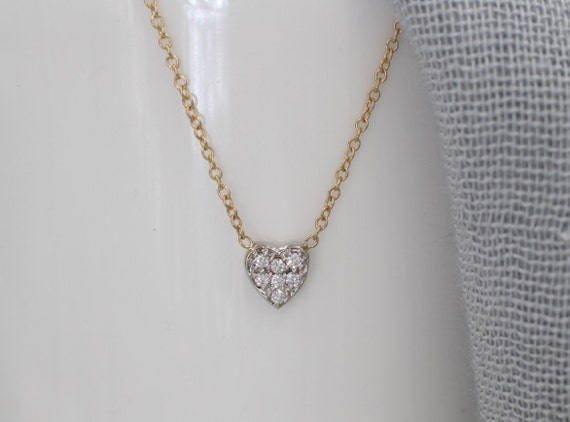 Solid gold diamond heart necklace genuine diamond by NOSTALGII