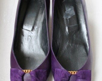 High heels in purple leather Vtg size 8 1/2 / Italian Shoes Purple Vtg 8 1/2