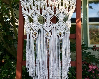 Outdoor Decor Garden Art Boho Decor Hippie Decor Macrame Hanging Bohemian Decor Gypsy Decor Boho Chic Garden Decor Home Decor Patio Decor
