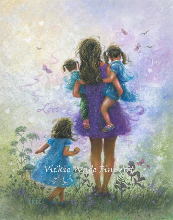 Mother and Three Daughters Art Print three sisters three