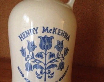 Henry McKenna Sour Mash Bourbon Whiskey Jug Vintage 1970s Stoneware Crock- Collectible Stoneware