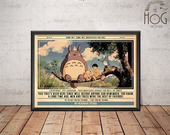 My Neighbor Totoro Poster - Quote Retro Movie Poster - Movie Print, Film Poster, Wall Art, Miyazaki Print, Totoro Print