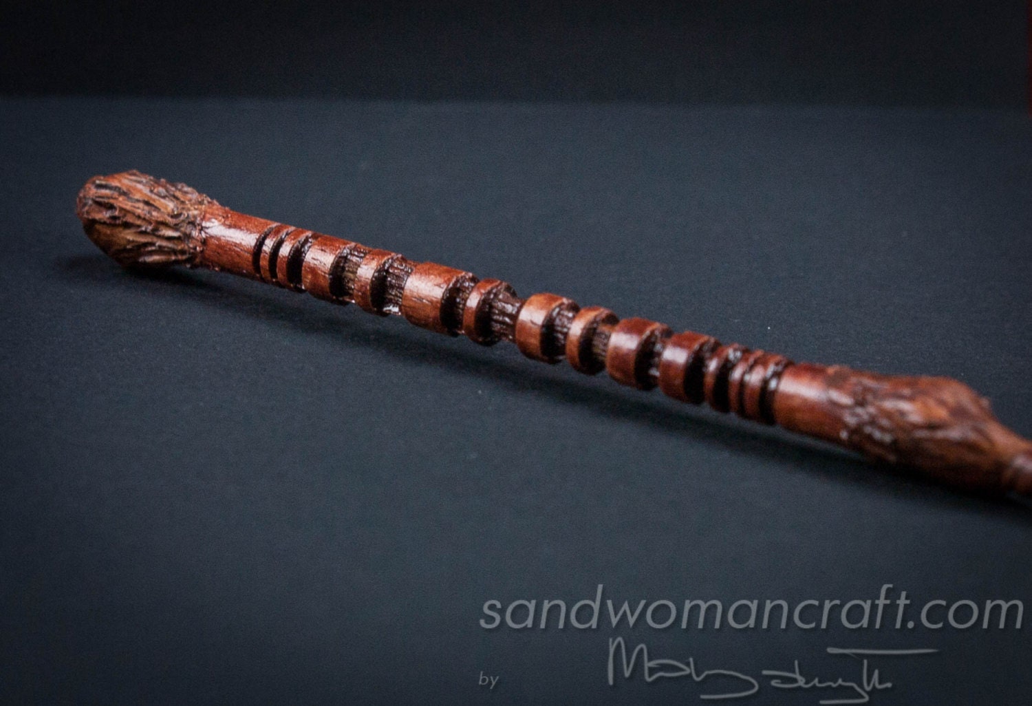 Miniature wizard's walking stick magic wand wood and