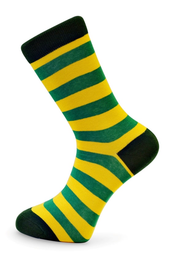 Yellow and Green Striped Mens Socks by Frederick Thomas of